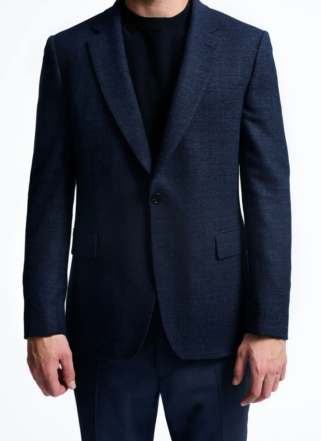 Fursac Basket Weaved Carded Wool Jacket Flecked Blue Discount
