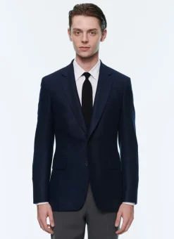Fursac Basket Weaved Cashmere Jacket Navy Blue Clearance