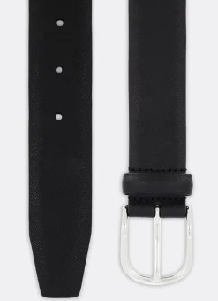 Fursac Black Leather Belt Saffiano Black Leather Hot