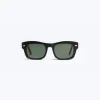 Fursac Black Rectangular Sunglasses Black - Green Lenses Sale