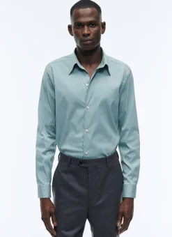Fursac Blended Cotton Poplin Shirt Sage Green Clearance