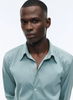 Fursac Blended Cotton Poplin Shirt Sage Green Clearance