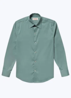 Fursac Blended Cotton Poplin Shirt Sage Green Clearance