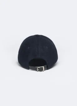 Fursac Blended Wool Cap Navy Blue Fashion