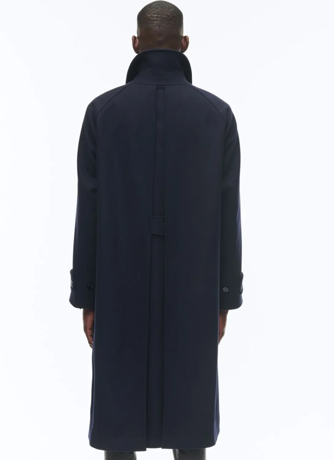 Fursac Blended Wool Coat With A Pleat Navy Blue - Tartan Lining Store