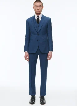 Fursac Blue Wool Serge 3-Piece Suit Sapphire Blue Discount