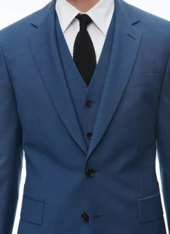 Fursac Blue Wool Serge 3-Piece Suit Sapphire Blue Discount