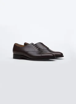Fursac Brown Leather Oxford Captoe Dark Brown Cheap