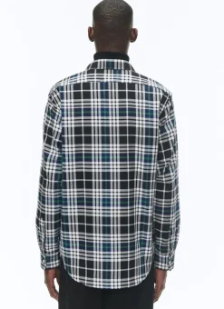 Fursac Brushed Cotton Shirt With Swallow Collar Black - Breton Tartan Online