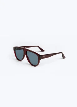 Fursac Burgundy Aviator Sunglasses Burgundy - Blue Lenses New