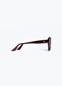 Fursac Burgundy Aviator Sunglasses Burgundy - Blue Lenses New