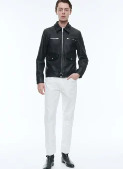 Fursac Calfskin Leather Jacket Black Flash Sale