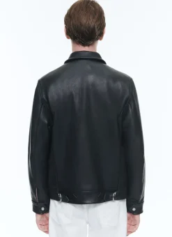 Fursac Calfskin Leather Jacket Black Flash Sale