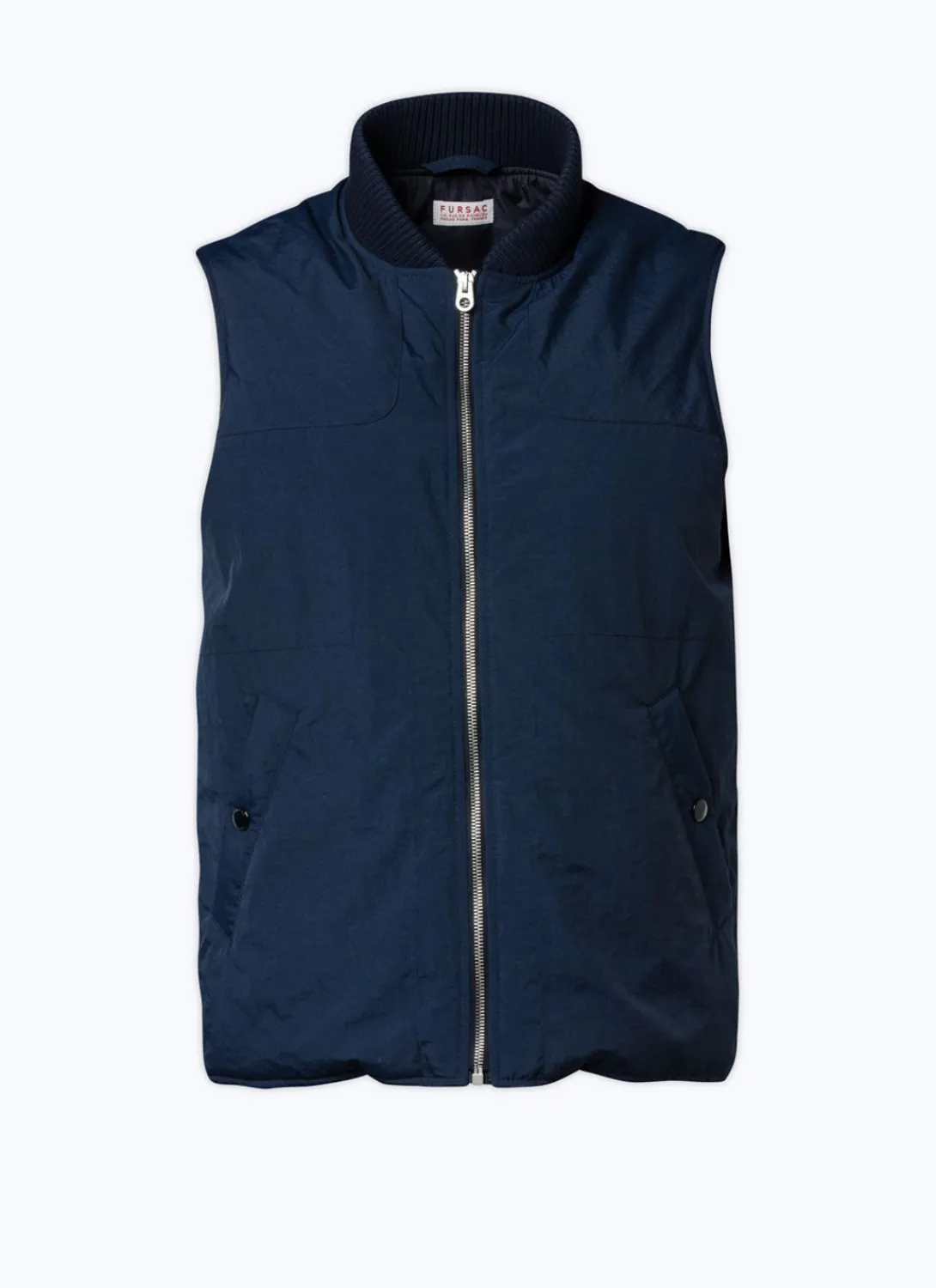 Fursac Canvas Sleeveless Down Jacket Navy Blue Outlet
