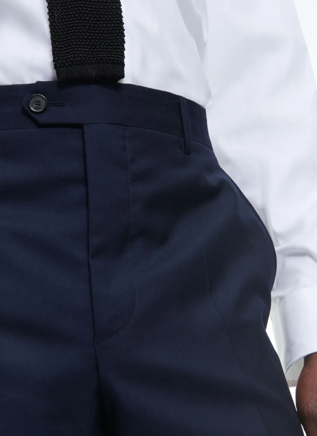 Fursac Certified Fresco Wool Trousers Navy Blue Hot