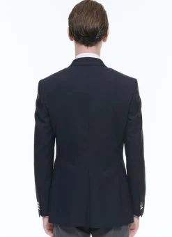 Fursac Certified Wool Double-Breasted Blazer Navy Blue Cheap