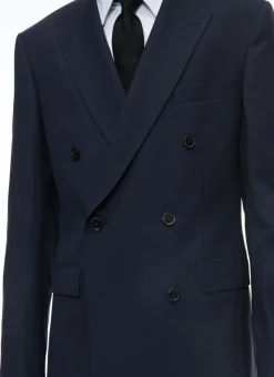 Fursac Certified Wool Double-Breasted Suit Navy Blue Store
