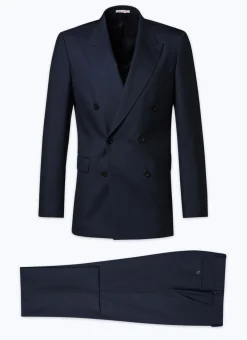 Fursac Certified Wool Double-Breasted Suit Navy Blue Store