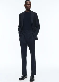 Fursac Certified Wool Houndstooth Jacket Navy Blue Clearance
