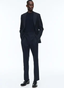 Fursac Certified Wool Houndstooth Suit Navy Blue Cheap