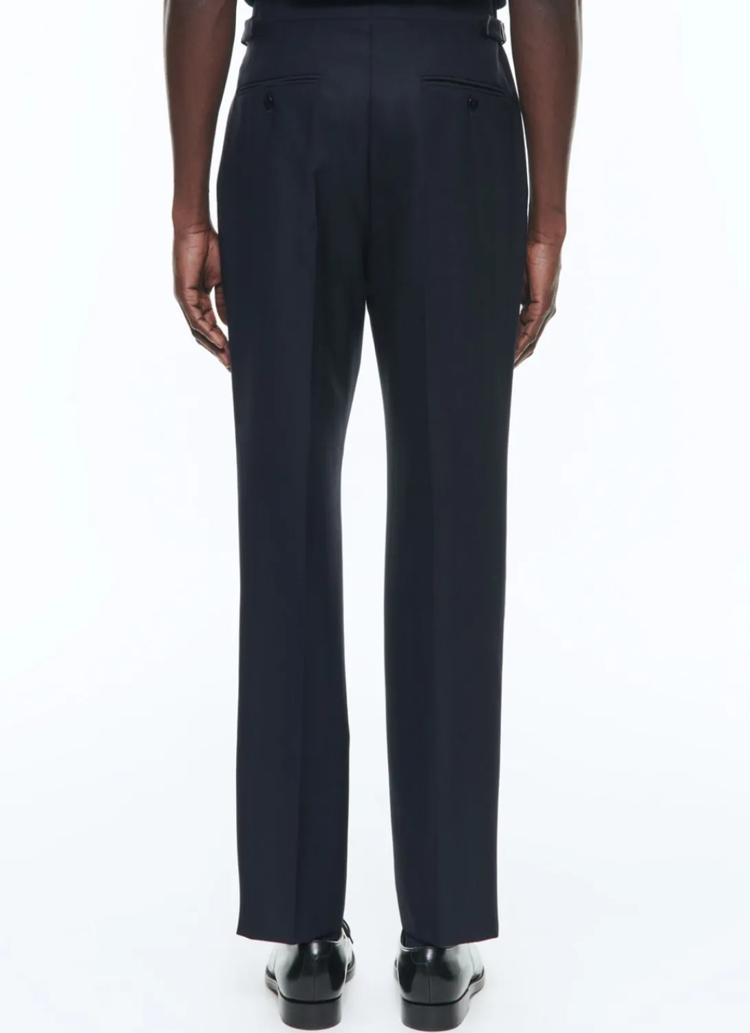 Fursac Certified Wool Pleated Trousers Navy Blue Cheap