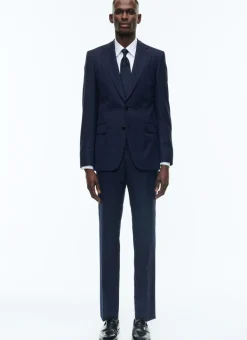 Fursac Certified Wool Suit With Stripes Navy Blue - Tone On Tone Stripes New