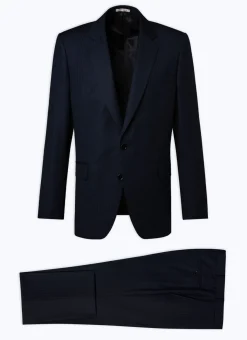Fursac Certified Wool Suit With Stripes Navy Blue - Tone On Tone Stripes New