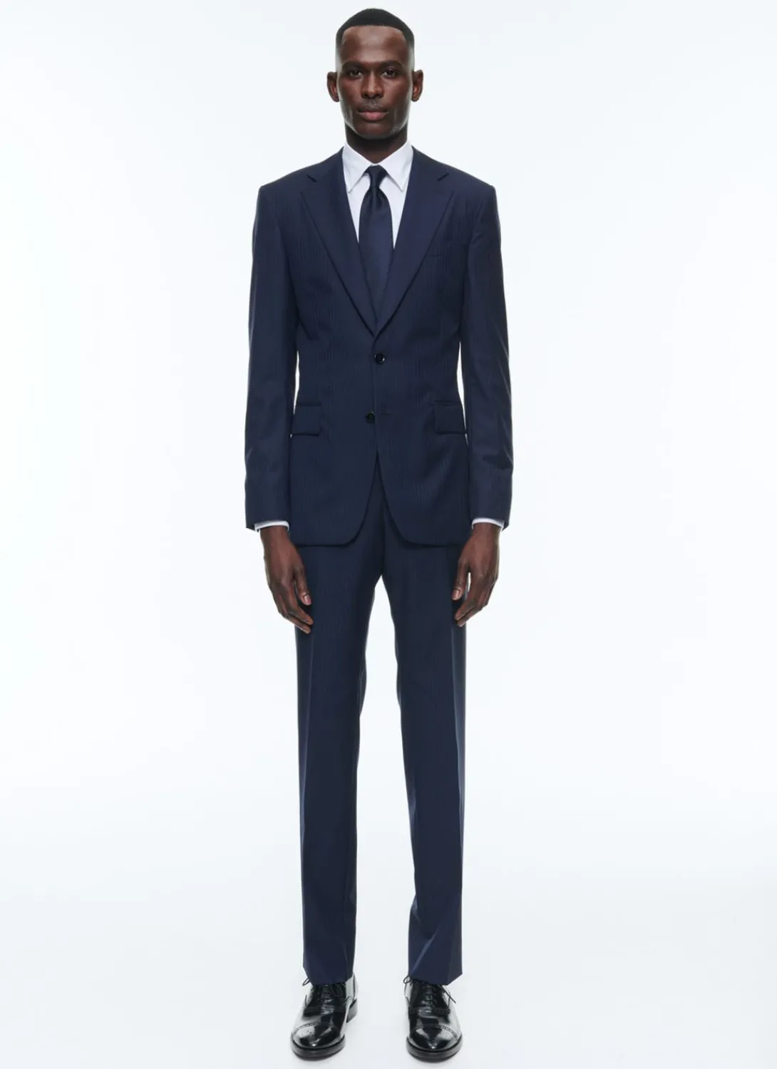 Fursac Certified Wool Suit With Stripes Navy Blue - Tone On Tone Stripes Discount