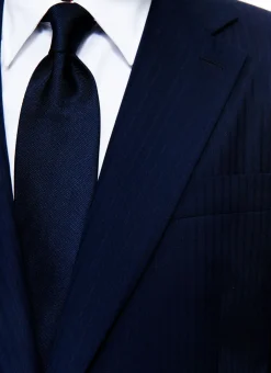 Fursac Certified Wool Suit With Stripes Navy Blue - Tone On Tone Stripes Discount