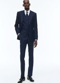 Fursac Certified Wool Suit With Stripes Navy Blue - Tone On Tone Stripes Discount