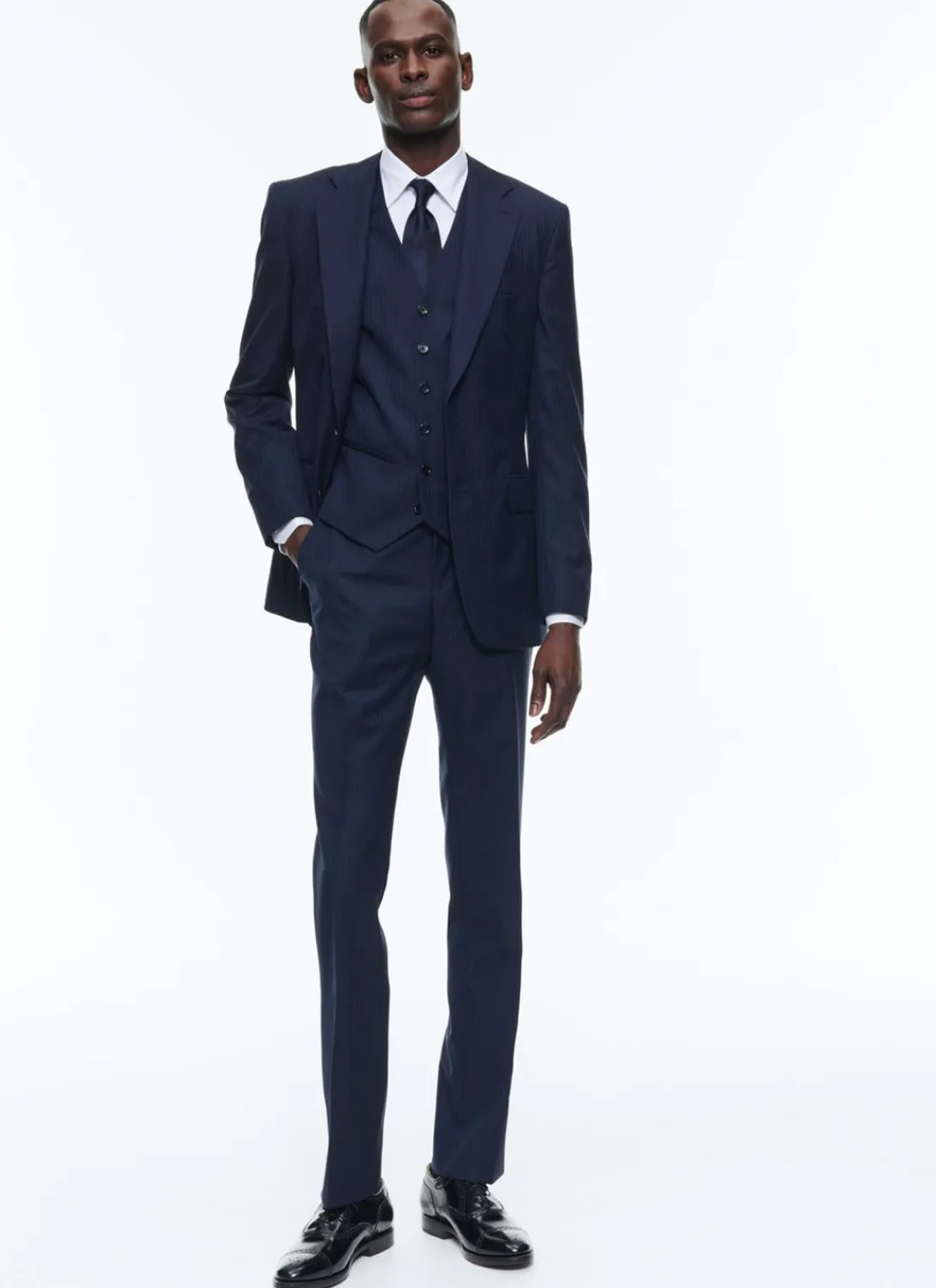 Fursac Certified Wool Suit With Stripes Navy Blue - Tone On Tone Stripes Discount