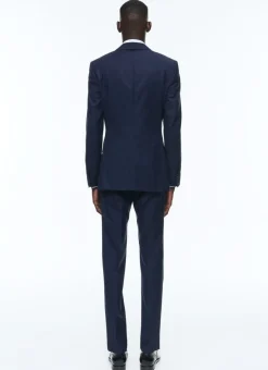 Fursac Certified Wool Suit With Stripes Navy Blue - Tone On Tone Stripes Discount