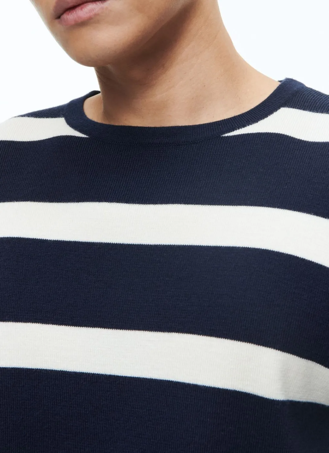 Fursac Certified Wool Sweater With Stripes Ecru And Navy Blue Stripes Hot