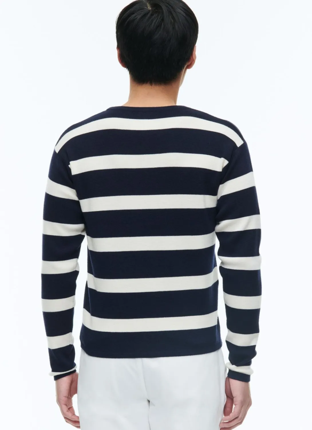 Fursac Certified Wool Sweater With Stripes Ecru And Navy Blue Stripes Hot