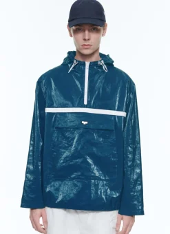Fursac Coated Linen Canvas Peacoat Navy Blue Cheap