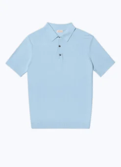 Fursac Cotton And Cashmere Polo Sky Blue Clearance