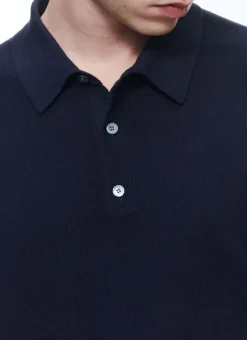 Fursac Cotton And Cashmere Polo Sweater Navy Blue Sale