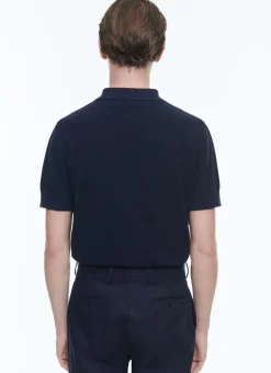 Fursac Cotton And Cashmere Polo Sweater Navy Blue Sale