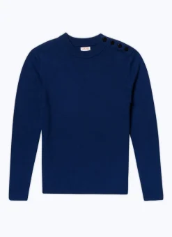 Fursac Cotton And Certified Wool Sweater Dark Blue New