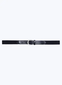 Fursac Cotton And Leather Knitted Belt Navy Blue New