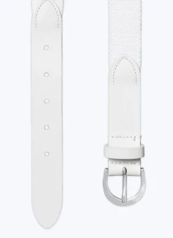 Fursac Cotton And Leather Knitted Belt Ecru Outlet