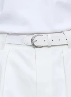 Fursac Cotton And Leather Knitted Belt Ecru Outlet