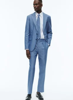 Fursac Cotton And Linen Chambray Suit Sky Blue Fashion