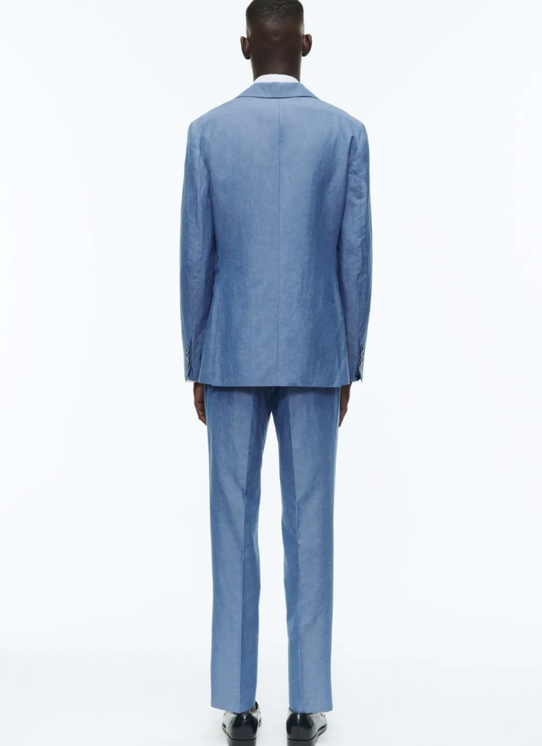 Fursac Cotton And Linen Chambray Suit Sky Blue Fashion