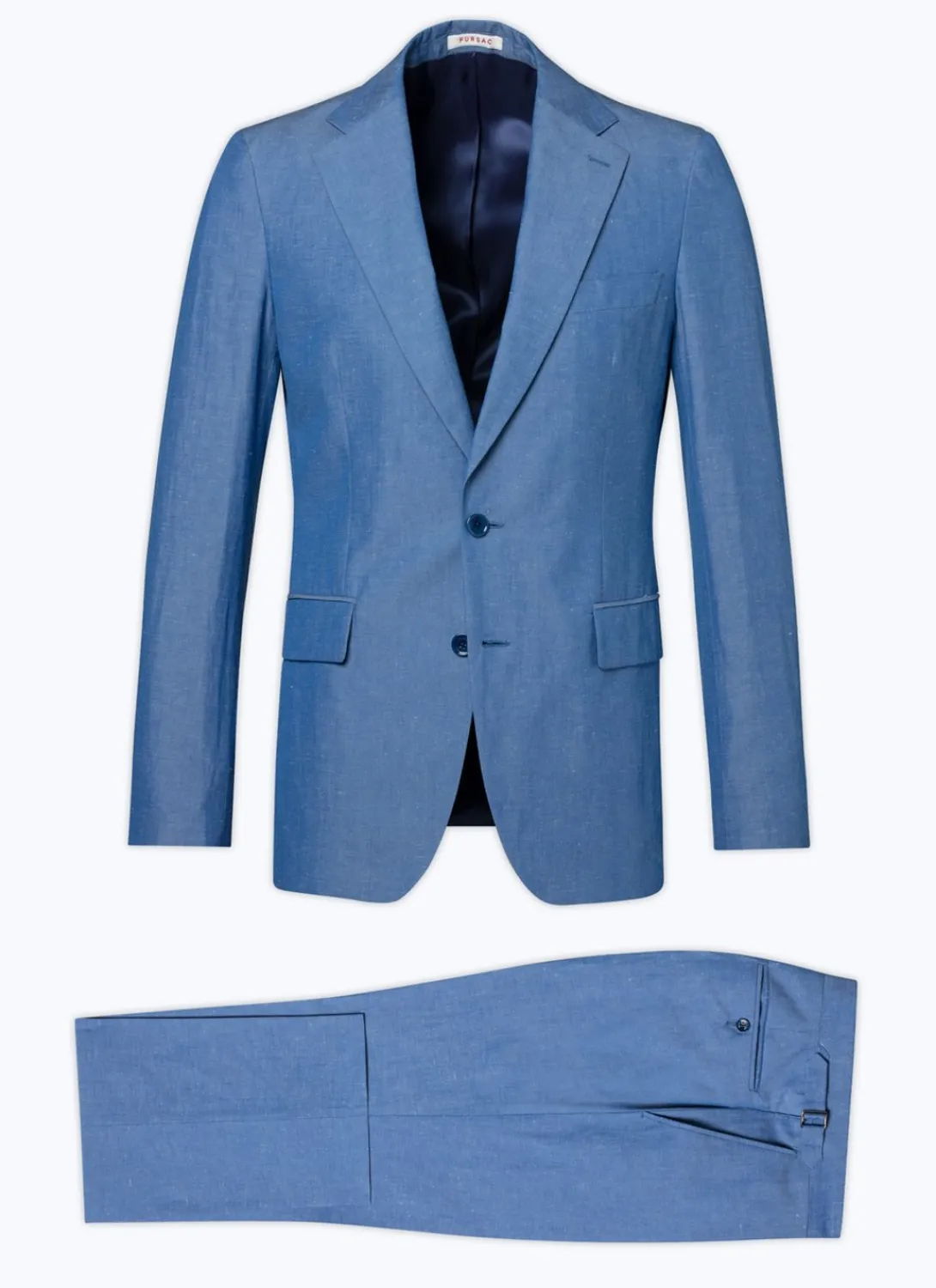 Fursac Cotton And Linen Chambray Suit Sky Blue Fashion