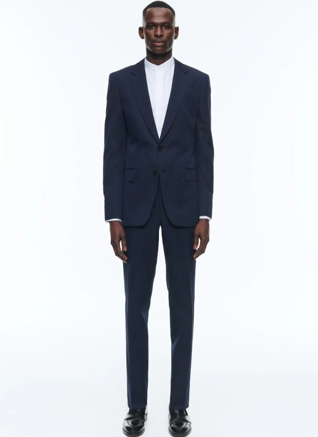 Fursac Cotton And Linen Straight Suit Navy Blue Clearance
