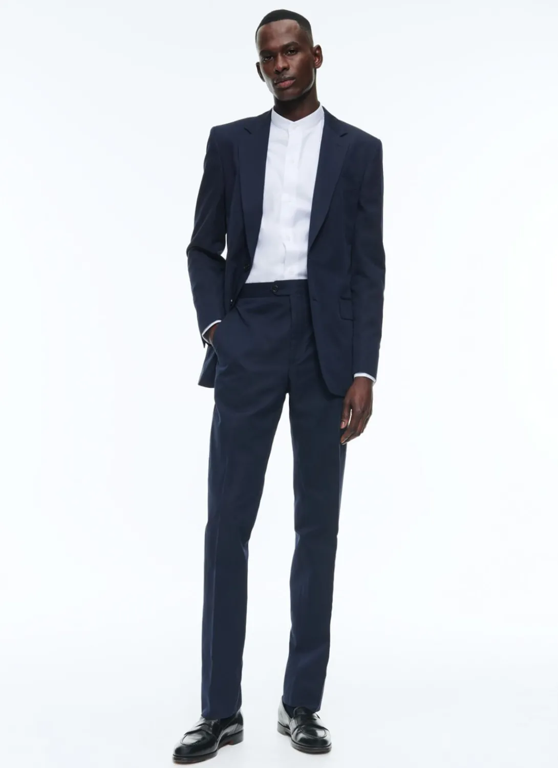 Fursac Cotton And Linen Straight Suit Navy Blue Clearance