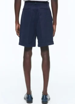 Fursac Cotton Canvas Bermuda Shorts Navy Blue Cheap