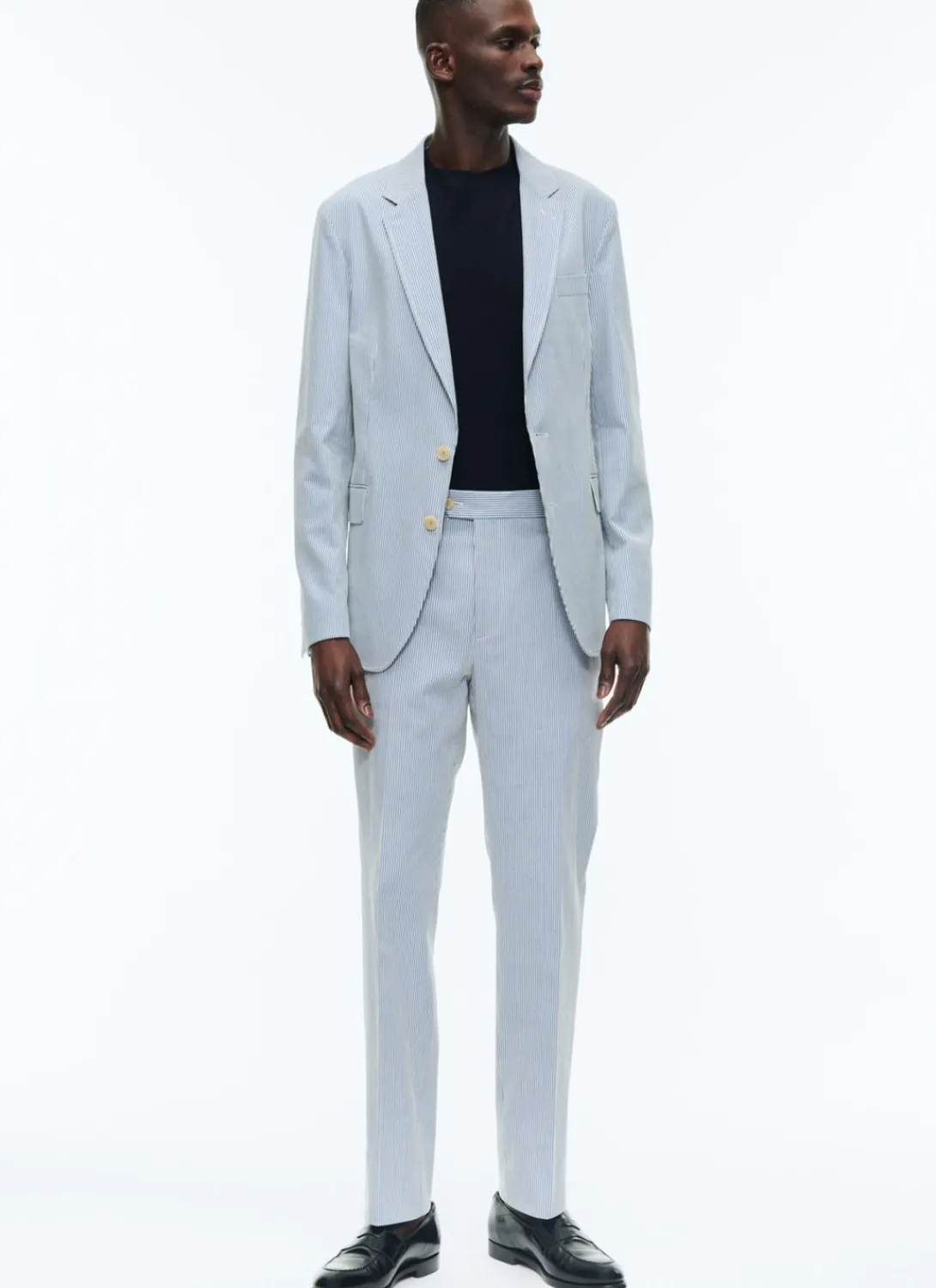 Fursac Cotton Canvas Jacket With Stripes White And Sky Blue Stripes Clearance