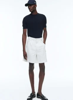 Fursac Cotton Canvas Pleated Bermuda Shorts White Cheap